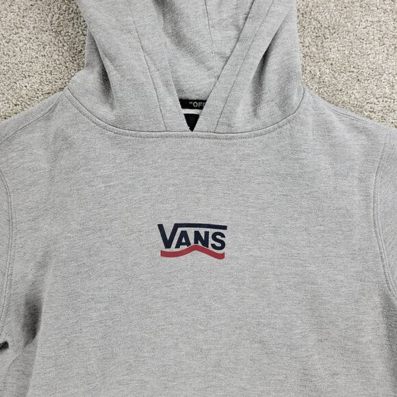 Vans Off The Wall Hoodie Youth L Gray Spell Out‎ Logo Kangaroo Pouch Pullover - Picture 12 of 15